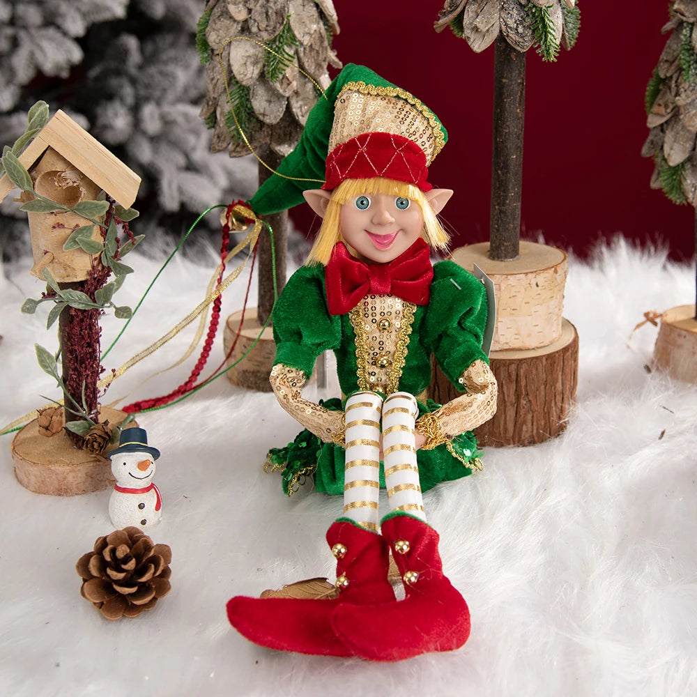 Elfos de Natal, conjunto de 2 bonecos de Elfo Vermelho e Branco, festa de Natal