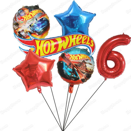 Balão Redondo Hot Wheels Decoração de aniversário com tema carro, 6 balões metalizados