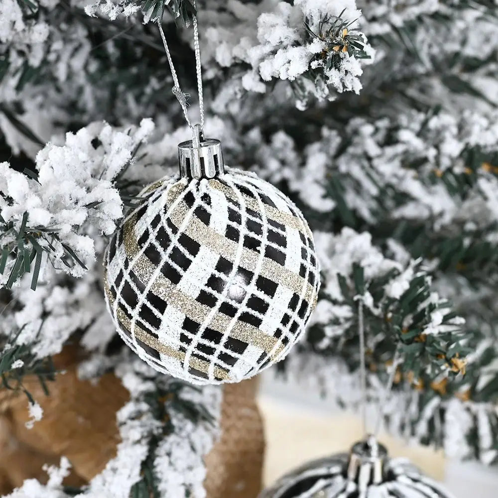 Bolas Natal Preto Branco Decoração de Natal Decorativa de 6 cm/6 Peças ou 8 cm/6 Peça
