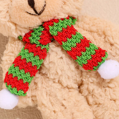 Urso De Pelúcia de Natal com Chapéu Vermelho Natal de Pelúcia Pingente de Urso Natalino