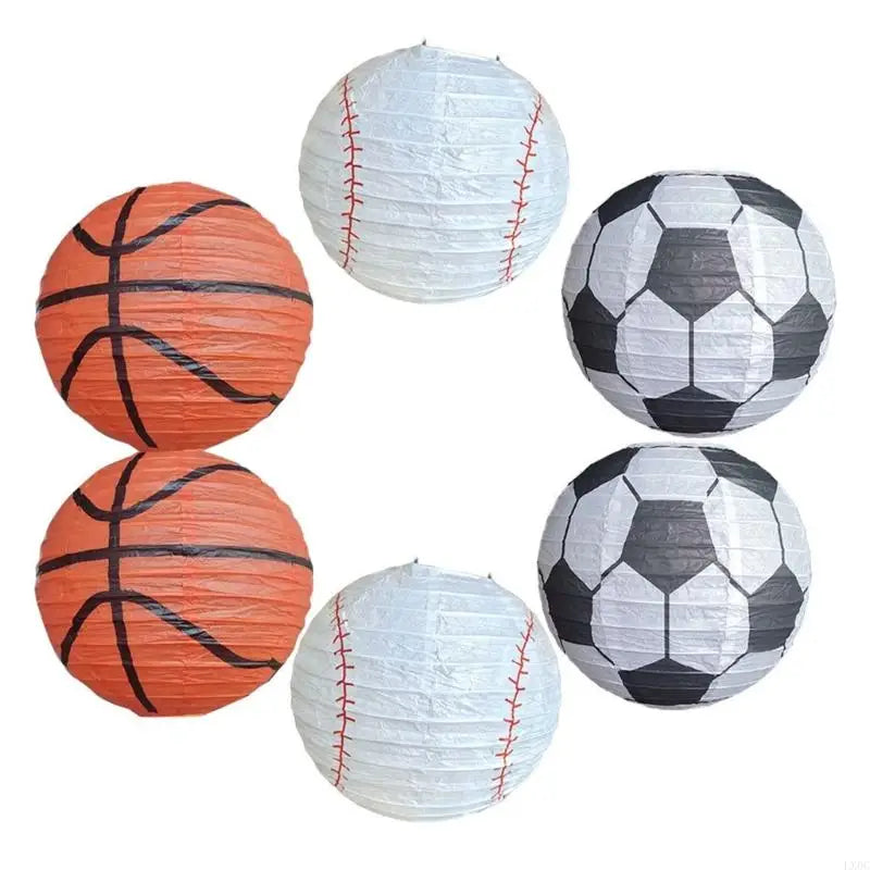 6 Peças lanternas de papel esportivas 20,32 cm beisebol basquete futebol esportes