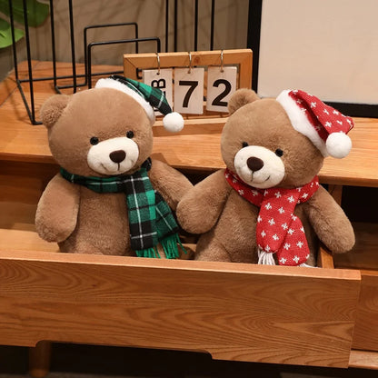 Urso de Pelúcia de Natal em Xadrez Tartan, Grande Urso Marrom