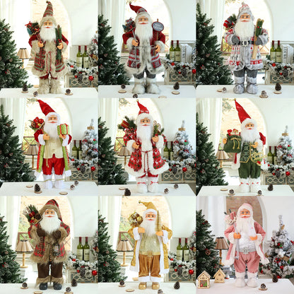 Boneco Papai Noel Figura de Papai Noel Bonita em Pé, Colecionável, Boneca de Papai Noel para Mesa de Escritório, Lantejoulas Prateadas