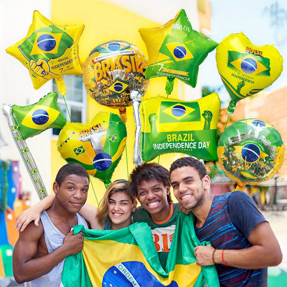 Balões de Copa do Mundo 8 peças Balões Amarelo Verde Brasil Para Festa Copa do Mundo