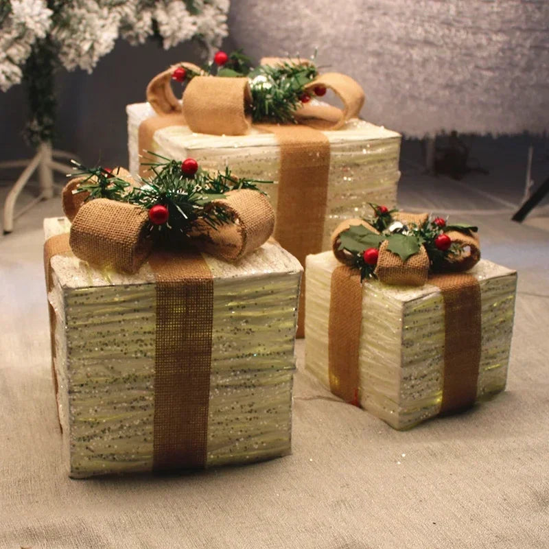 Caixas de presente, decorações de Natal, conjunto de 3 caixas vermelhas festa e feriado