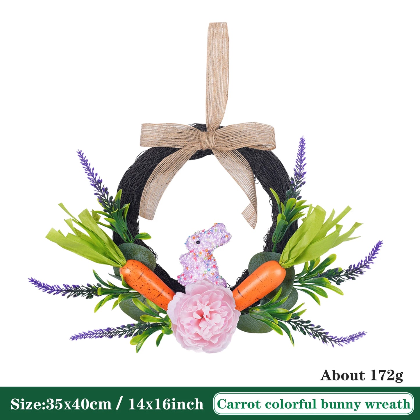 Guirlanda grande de coelho da páscoa decoração de janela guirlanda em forma de coelho