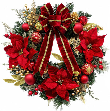 Guirlanda de Natal Artificial de 24 Polegadas (Cerca de 60 cm), Decorada com Folhagem de Pinheiro