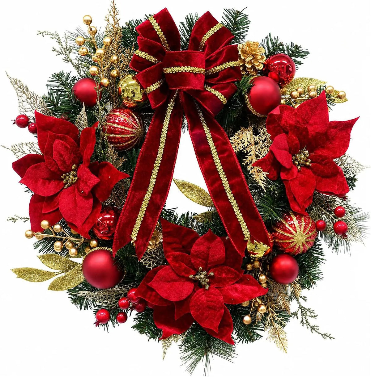 Guirlanda de Natal Artificial de 24 Polegadas (Cerca de 60 cm), Decorada com Folhagem de Pinheiro