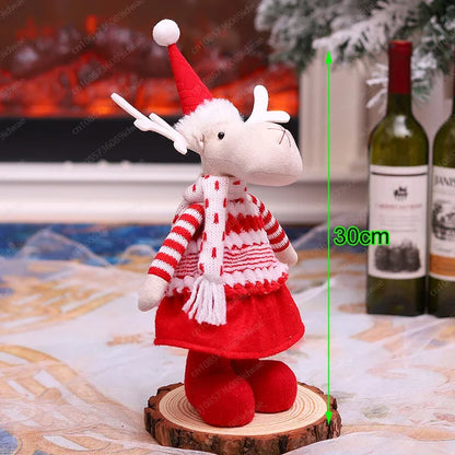 Boneco Papai Noel Figura de Papai Noel Bonita em Pé, Colecionável, Boneca de Papai Noel para Mesa de Escritório, Lantejoulas Prateadas