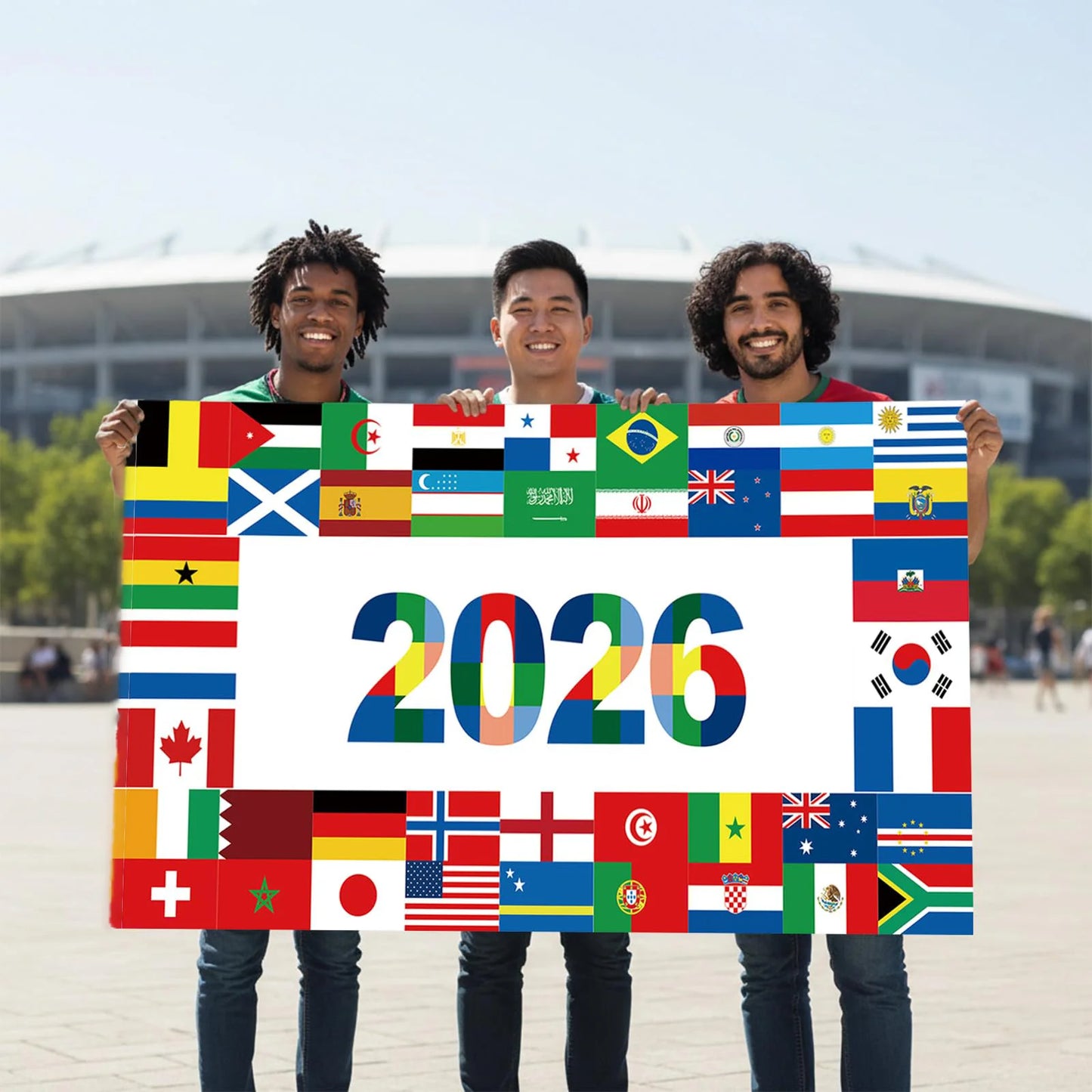 Cenário da Copa do Mundo de 2026, 109 x 188 cm, cenário de atmosfera de estádio futebol