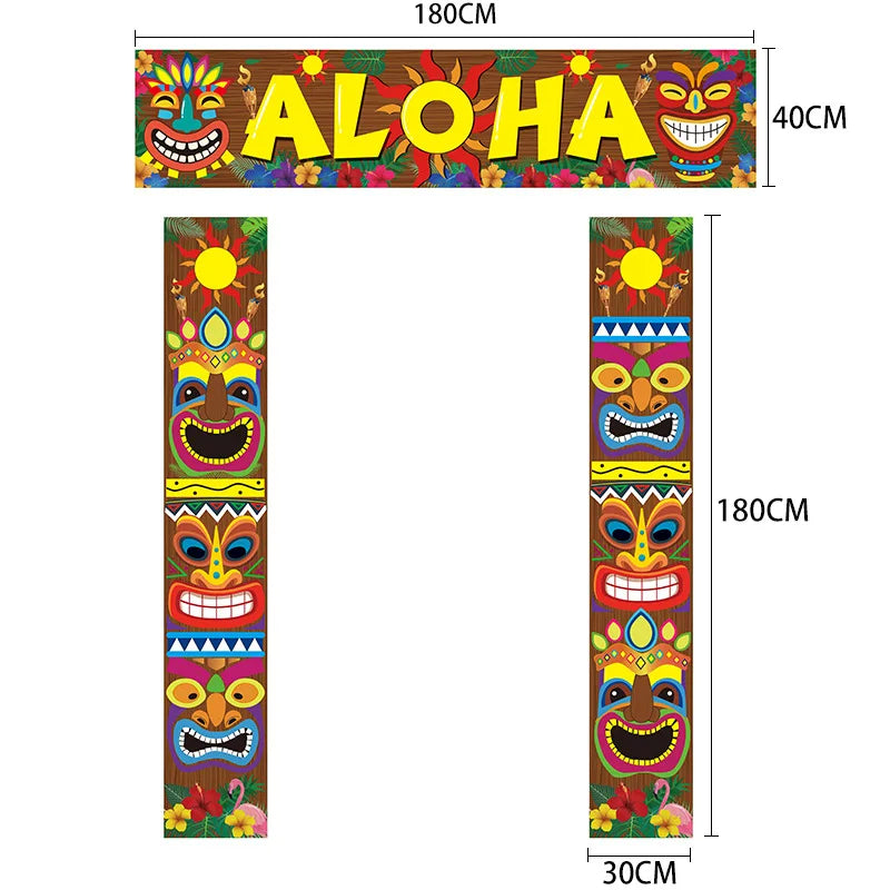 Decoração de festa Feliz Luau, decoração de parede na porta, banner Aloha de boas-vindas