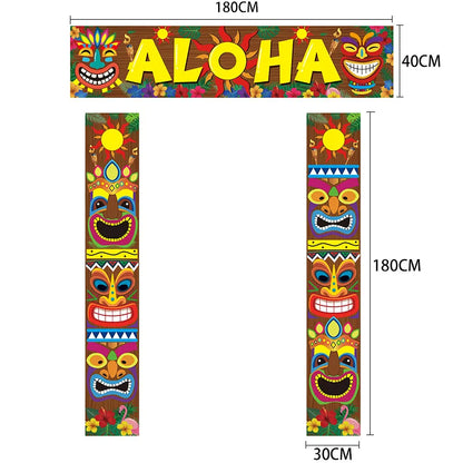 Decoração de festa Feliz Luau, decoração de parede na porta, banner Aloha de boas-vindas