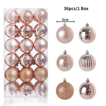 Bolas de natal Ornamentos de árvore de Natal de 3 mm de 36 quilates, grandes ornamentos