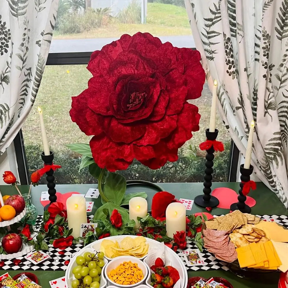 150 cm/60 pol. Rosa vermelha gigante, flores artificiais enormes, adereços flores grandes