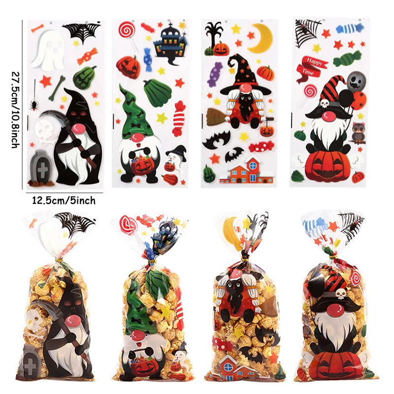 Sacolinha Fantasma Abóbora Feliz Halloween 50 Peças sacos de guloseimas de celofane