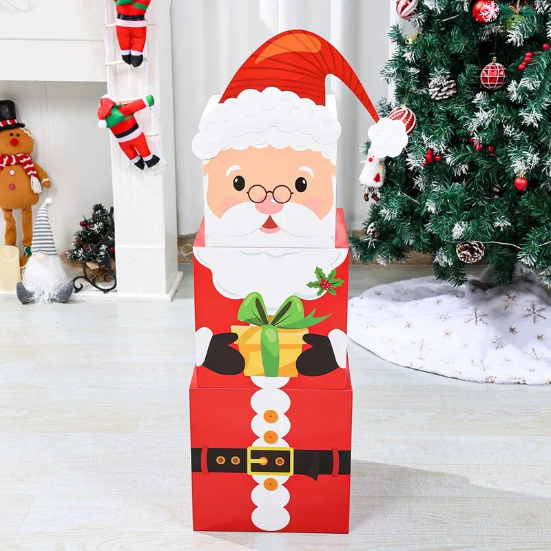 Caixas Empilhamento Feliz Natal 16 Caixas Empilháveis de Natal com Chapéus em 4 Designs