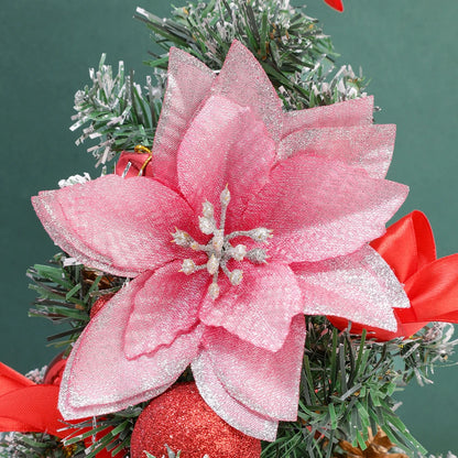 Flores Natal Glitter Artificial 10/100 peças de Enfeite de Árvore de Natal de Poinsétia Glitter