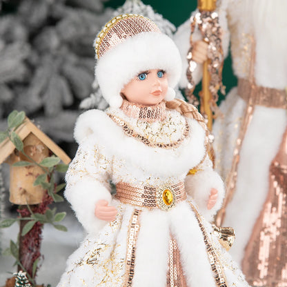 Papai Noel Grande Muñeco Cajado Azul Claro Figura do Papai Noel Ded Moroz Natalino