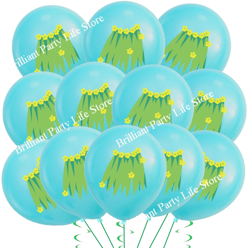 12 Peças Balões Festivos de Folhas de Aniversário Balões Verdes para Decoração Havaiana