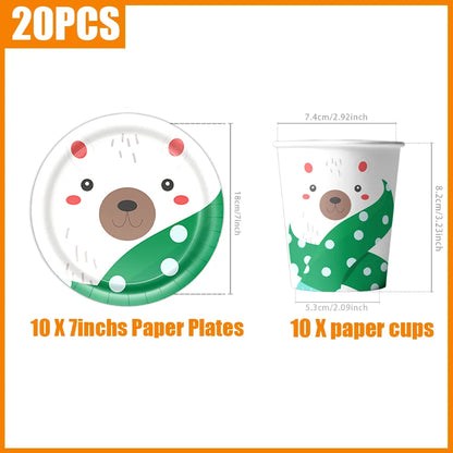 kits Enfeites Natal 40 Pratos Descartáveis Natal 23cm 40 peças 9 Polegadas Conjunto de Pratos Descartáveis