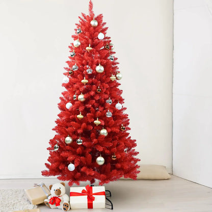 Árvore de Natal vermelha artificial, árvore de Natal Vermelho verdade, árvore fina artificial