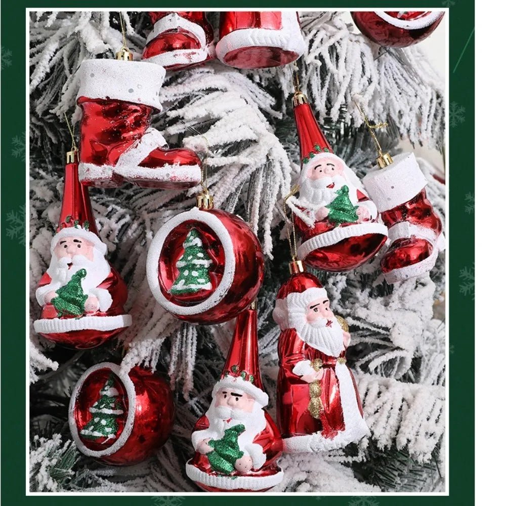 Natal 2 peças de decoração de árvore de Natal pequenas estatuetas de enfeite de Natal