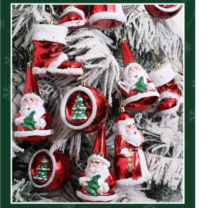 Natal 2 peças de decoração de árvore de Natal pequenas estatuetas de enfeite de Natal