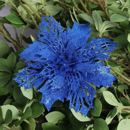 Flores pingente glitter natal 10 Peças natal de simulação de plástico decorativa de flores