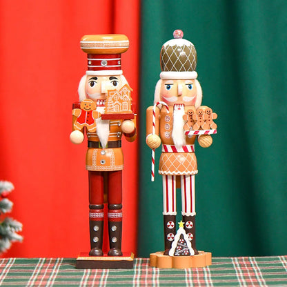 Boneco Quebra-Nozes do Chef de Gengibre - Tema de Pão de Gengibre Madeira Decoração