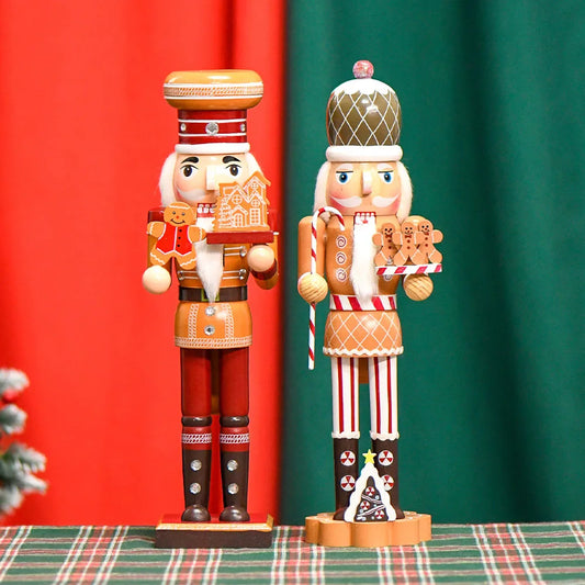 Boneco Quebra-Nozes do Chef de Gengibre - Tema de Pão de Gengibre Madeira Decoração