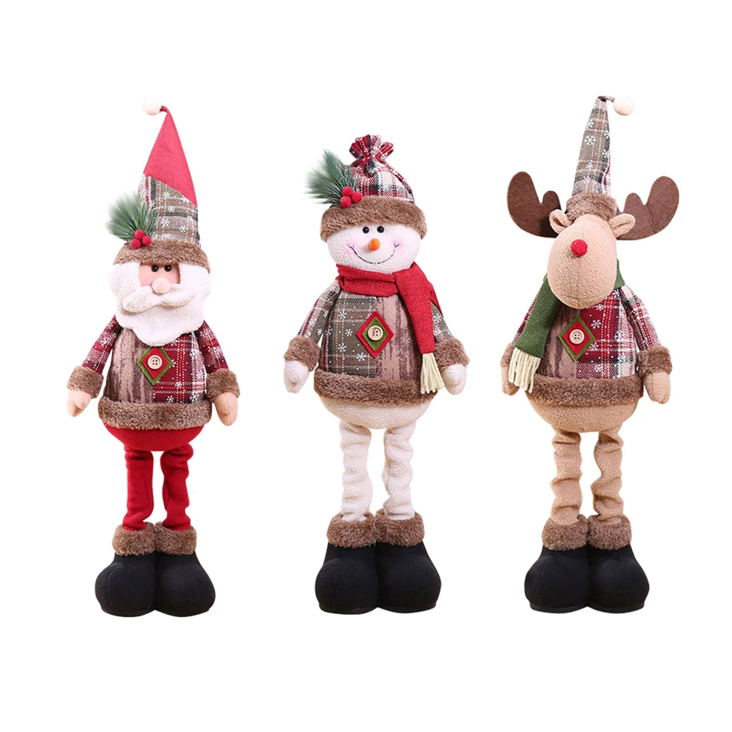 Kit boneco Papai Noel Boneco de Neve Rena Natal Boneco de Natal em pé - boneca retrátil