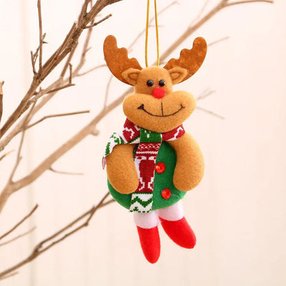 Kits Enfeites Natal Pelúcia Papai Noel e Neve Rena e Urso com Roupinha Verde e Vermelho