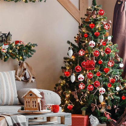 Bolas Natal 44 Unidades de Bolas para Enfeitar Árvore de Natal, Ouro Branco, Tamanho Real