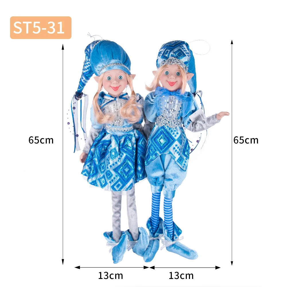 Conjunto de 2 elfos de Natal de 66 cm, adorável elfos vermelhos e verdes para pendurar