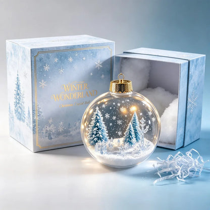 Bola de Natal Acrílica Transparente Iluminada (com Cerca de 8cm a 10cm), Enfeite de Natal Tipo Bola de Natal