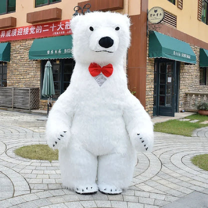 Fantasia Urso Polar Inflável Natal Mascote Traje kit Completo Mascote para Natal