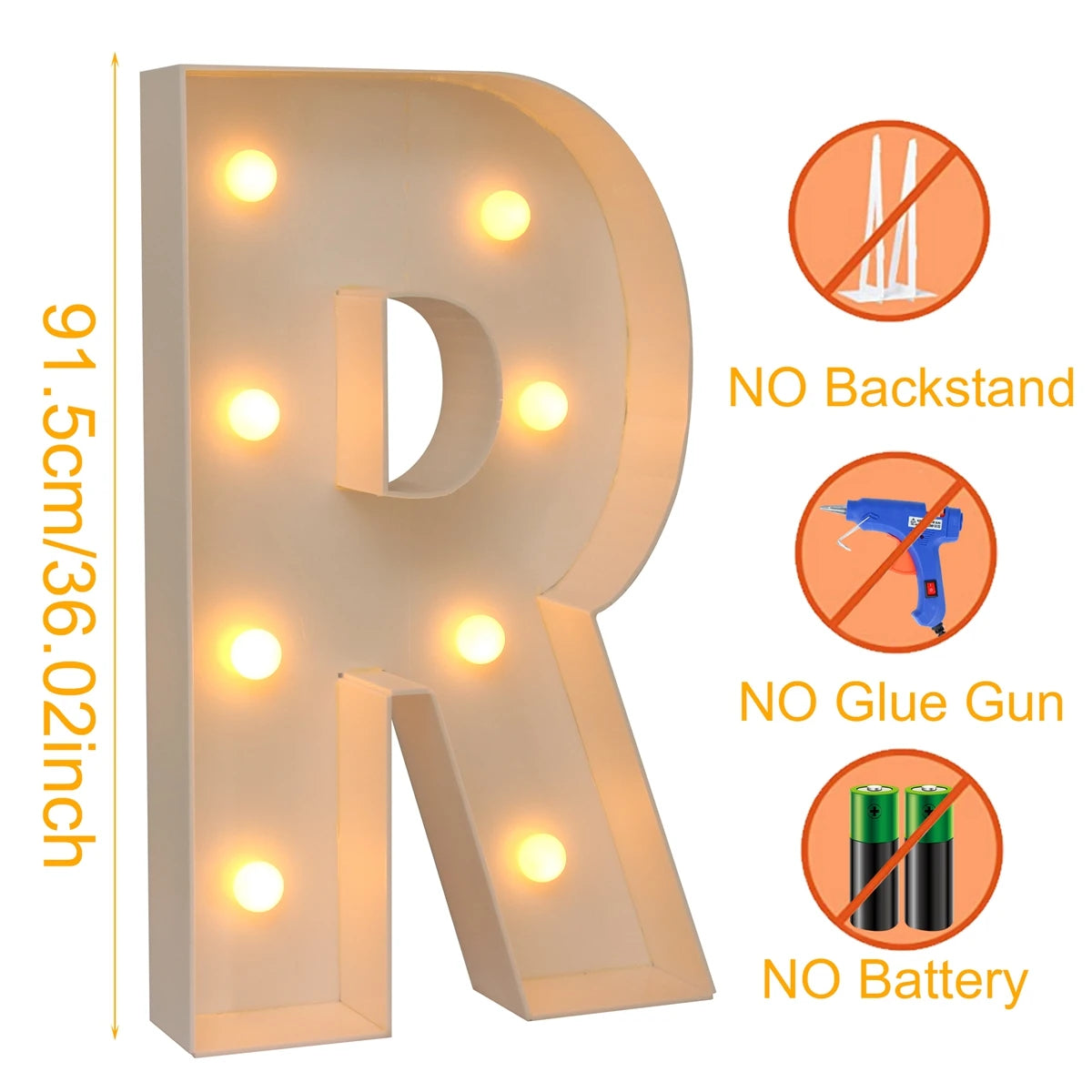 91,5 cm luz quente letra gigante led luz quadro caixa de enchimento de balão