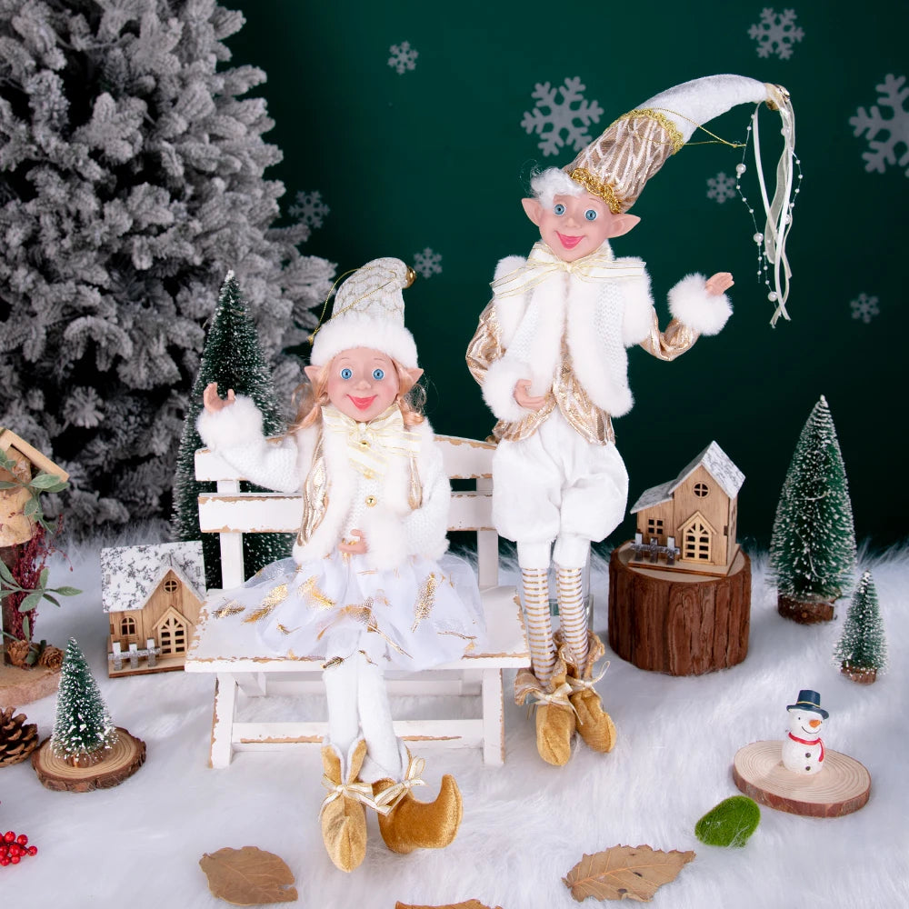 Conjunto de 2 elfos de Natal de 66 cm, adorável elfos vermelhos e verdes para pendurar