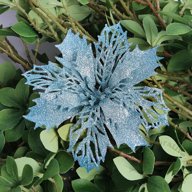 Flores pingente glitter natal 10 Peças natal de simulação de plástico decorativa de flores