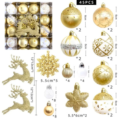 Bola de Natal Conjunto de 45 Peças de Enfeites de Bola de Natal Enfeites de Natal Variados