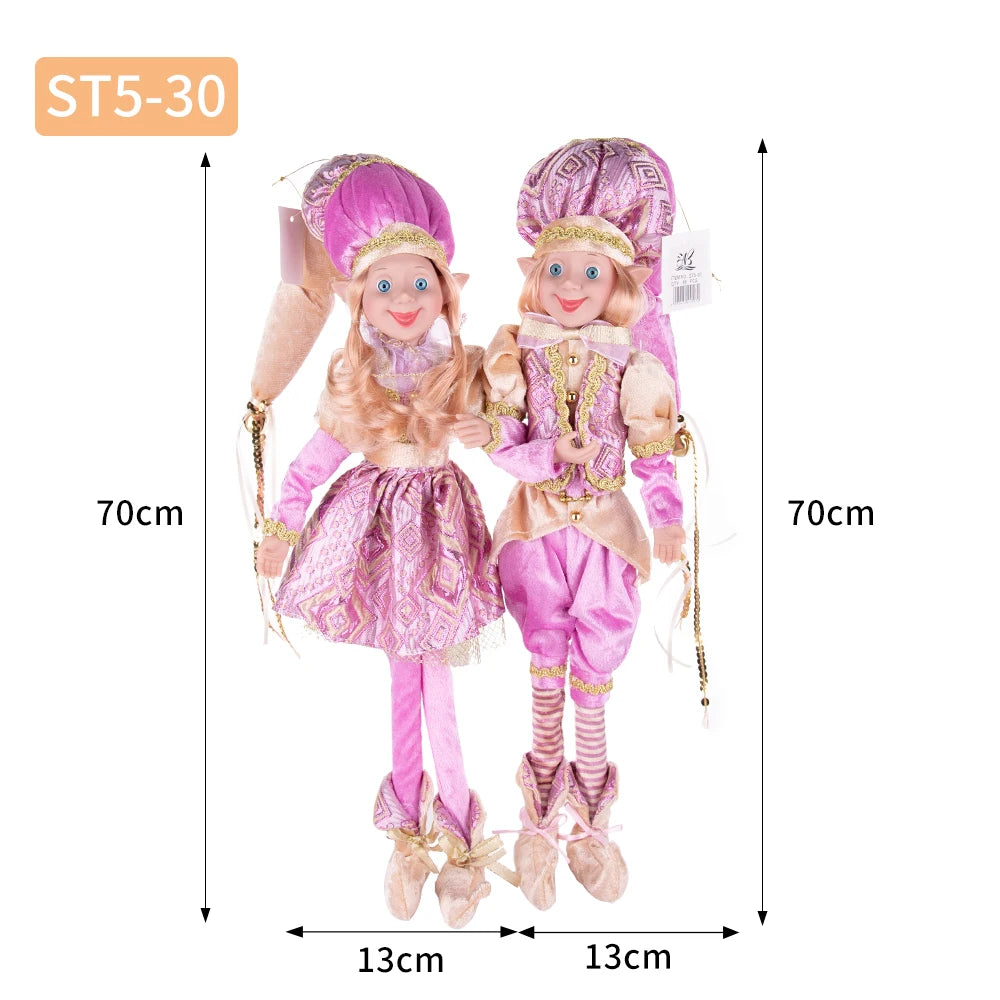 Conjunto de 2 elfos de Natal de 66 cm, adorável elfos vermelhos e verdes para pendurar
