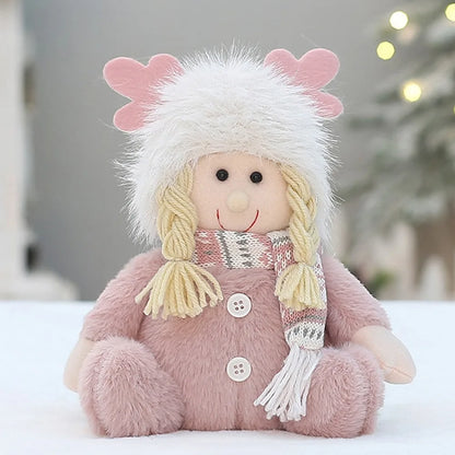 Boneco de Árvore de Natal Festivo Natal Rosa de Pelúcia Tecido Figure Desktop Decoração