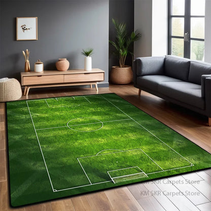 Tapete Campo de Futebol 3d Tapete de campo de futebol verde para quarto, sala de jogos
