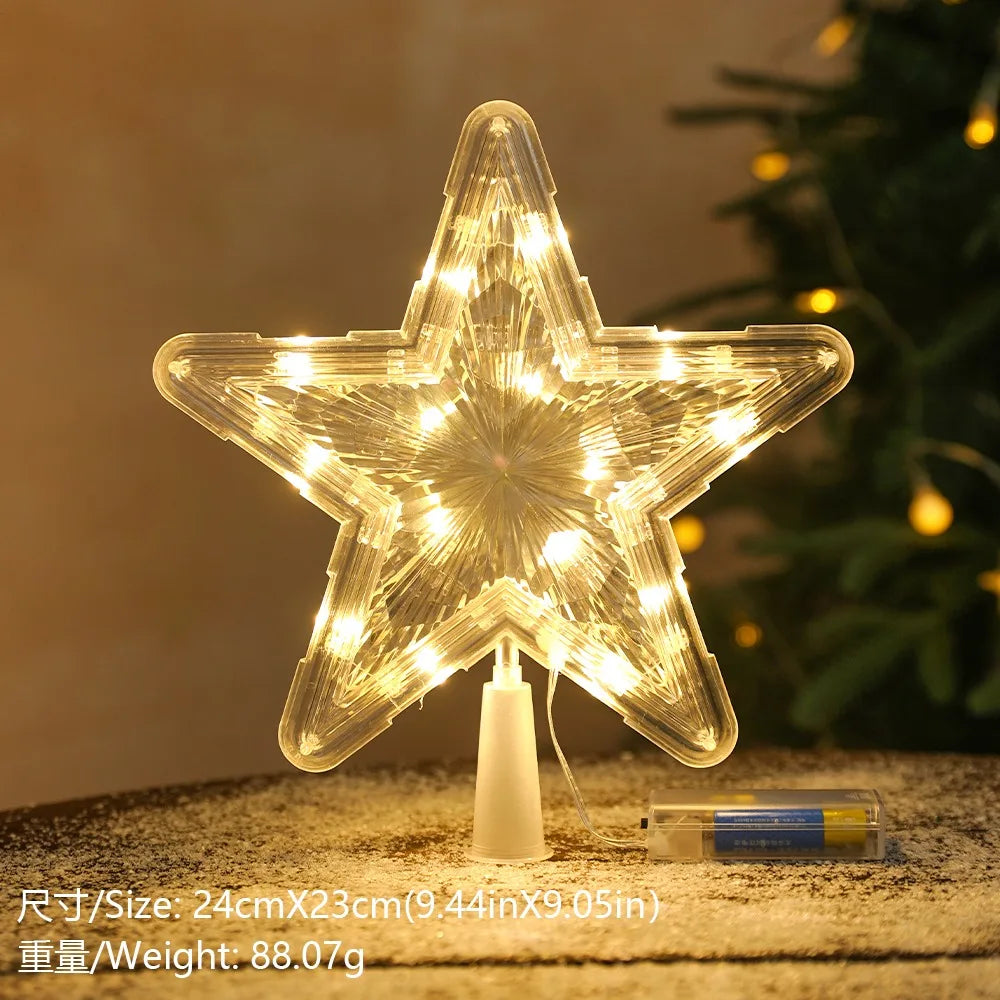 Estrela Ponteira para Árvore de Natal Colorida LED, 15 cm, Pisca-Pisca