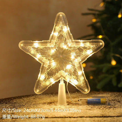 Estrela Ponteira para Árvore de Natal Colorida LED, 15 cm, Pisca-Pisca