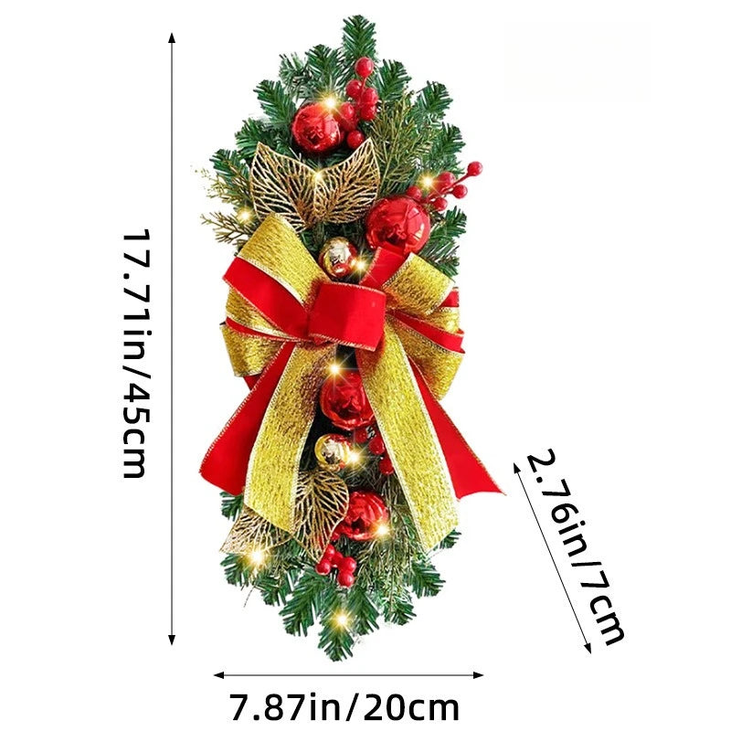 Guirlanda natalina com neve artificial Decoração de Natal Guirlanda Natal Porta Rattan