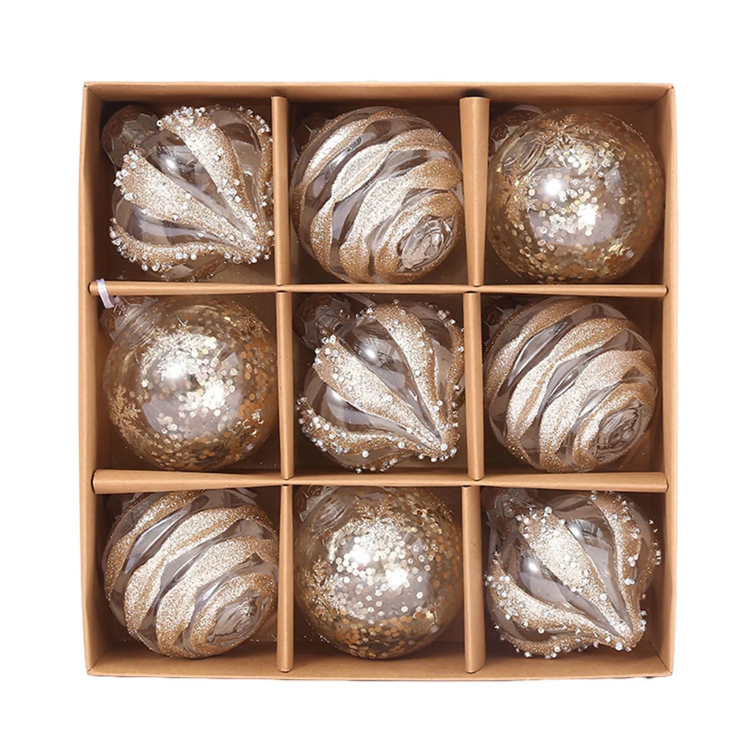 Bola de Natal Colgante de Plástico com Forma de Bolas 9 Peças Enfeites de Bola de Natal