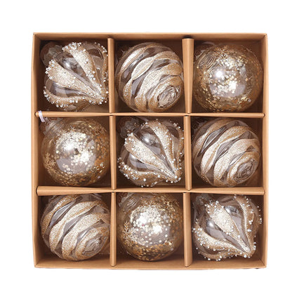 Bola de Natal Colgante de Plástico com Forma de Bolas 9 Peças Enfeites de Bola de Natal