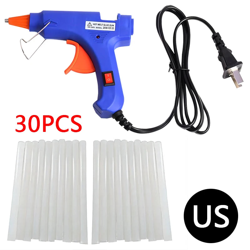Pistola de cola quente portátil de 20W com 12 bastões de cola portátil Mini pistola de cola
