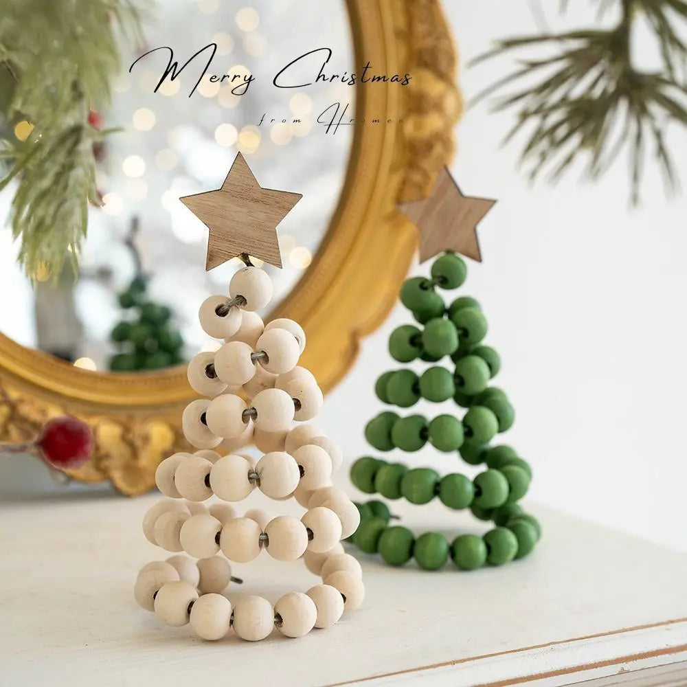 Bolinhas de Madeira para Árvore de Natal, Árvores de Natal Decorativas Estilo Nórdico Feitas de Contas Madeira